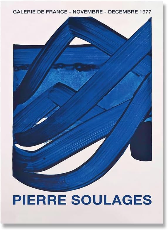 Arte mural abstracto azul de Pierre Soulages cuadro de decoración moderna 40x60cm