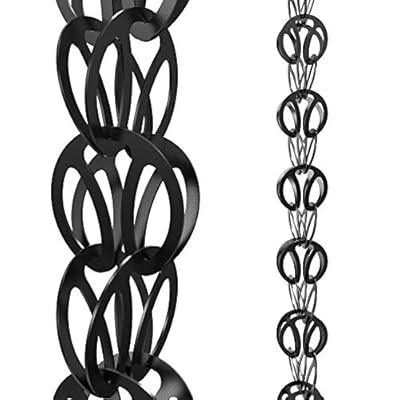 Rain Chains Direct - Modern Loop Rain Chain - 8.5 FT - Durable Black Powder-Coated Aluminum - Premium Rain Chains for Gutters