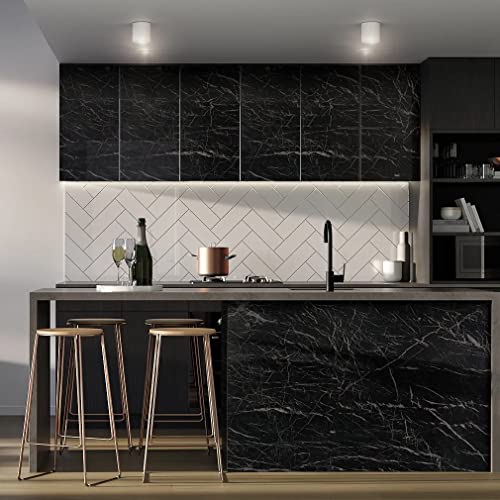 Image of NAREVAL Black Marble Wallpaper Peel and Stick Countertops Waterproof, Anti-Mold, Self-Adhesive Wall Sticker Backsplash Marble Wall Paper (Black Marble K10 60*200 Cm)