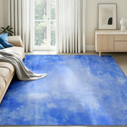 Alfombra de salón azul grande para crear un comedor acogedor 8