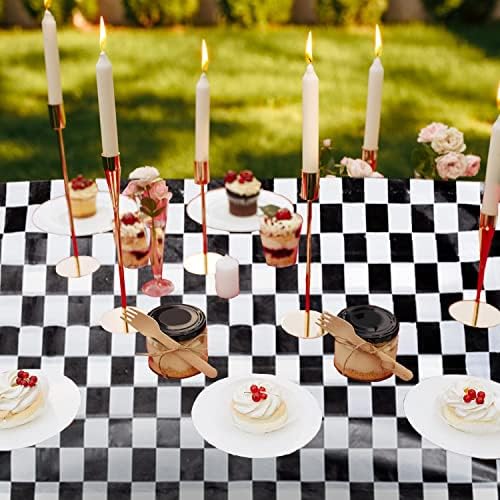 Euvoym Checkered Pennant Banner Racing Flag Party Flag Banner with Checkered Tablecloth for Racing Theme Party Decoration