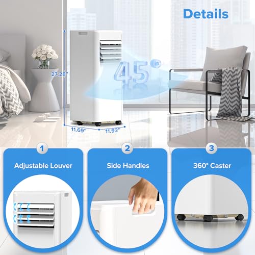 Image of 8000 BTU Portable Air Conditioner, 3-in-1 Portable AC Unit Cools Up to 350 Sq. Ft., Quiet AC with Remote, LED Display, Window Kit for Bedroom /Home /Dorm /Office, White