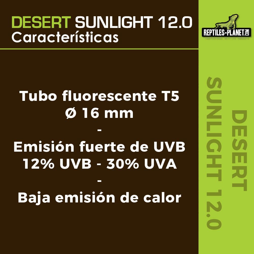 Reptiles Planet T5 Tubo UVB 12.0 Desierto Sunlight Francesa para Reptile/Amphibien 8 W L 29 cm diámetro 16 mm