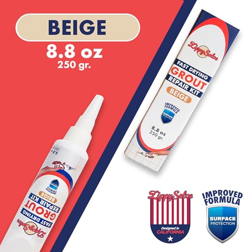 Tile Grout, Repair Kit, Restore & Renew Tile Joints Line, Fast Drying Tile Grout Paint Squeeze Tube for Bathroom Shower Kitchen Floor, Waterproof (8.8 oz, Beige) - Image 3