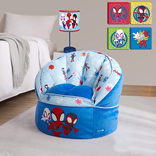 Idea Nuova Marvel Spidey And His Amazing Friends Blue Round Bean Bag Chair For Kids, Ages 3+ #TOP5