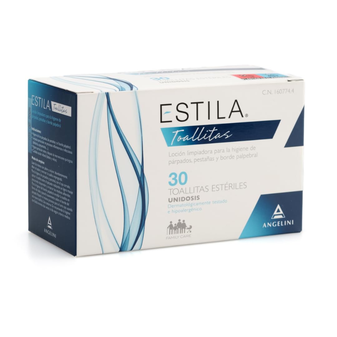 Estila Toallitas oftálmicas - Loción limpiadora para la higiene de párpados, pestañas y borde palpebral - Toallitas desmaquillantes con Aloe vera y Hamamelis - 30 toallitas estériles unidosis