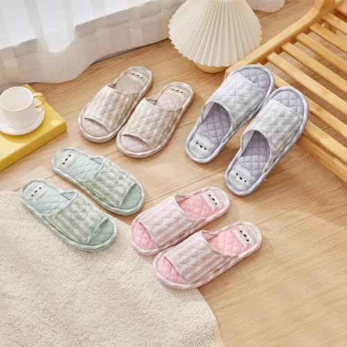 Premium Comfort Cotton All Seasons Cute Bear Cushion Sole Women's House Slippers Indoor Soft Home Slip On Kawaii Shoes2