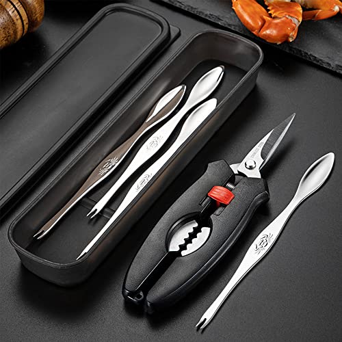 6 Pezzi Acciaio Inossidabile Seafood Tools Set Comprensivo Di 1 Cracker Aragosta Granchio e 5 Forchette, Set Per Frutti Di Mare, Set Utensili Per Crostacei - immagine 5