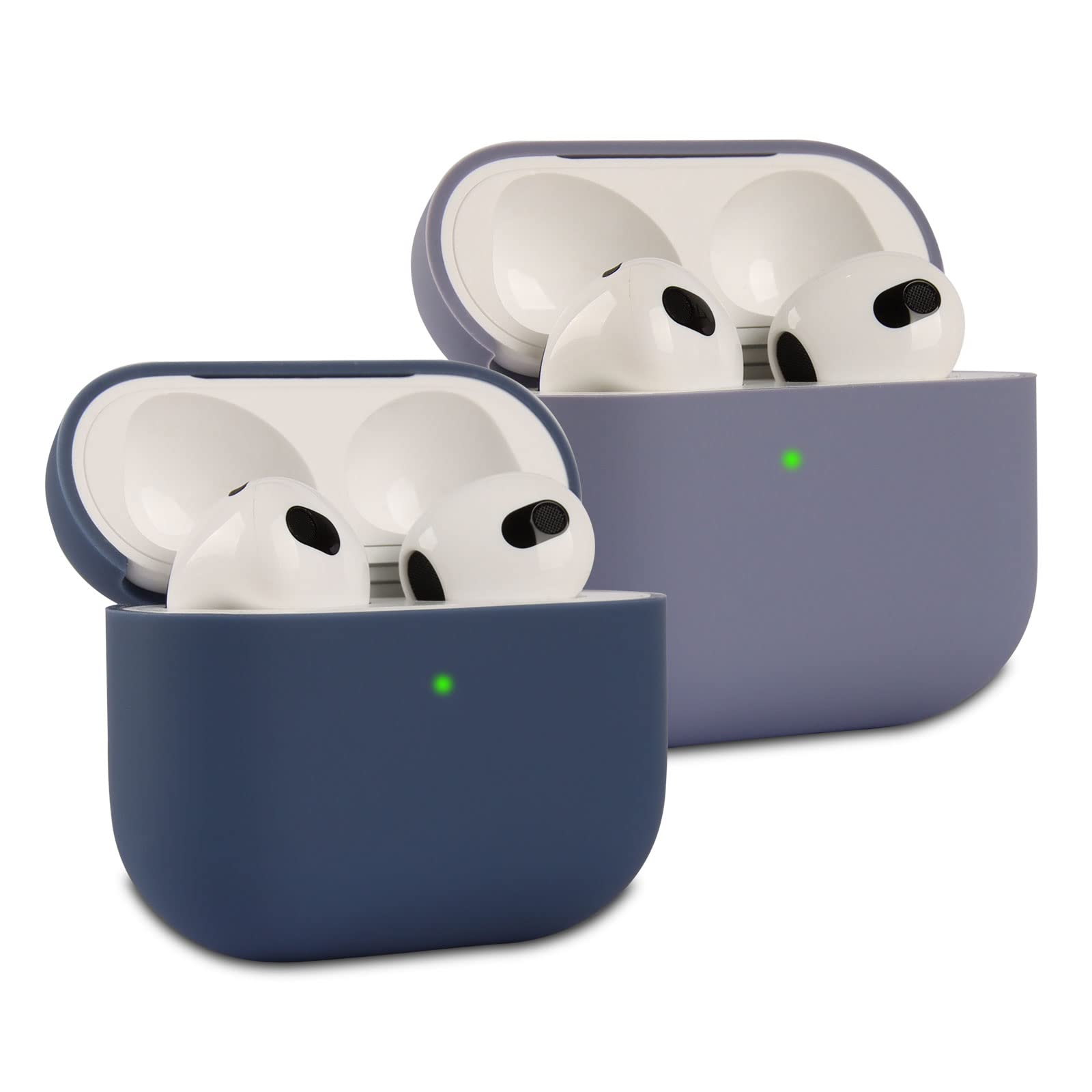 2 Piezas KOKOKA Funda de Silicona Compatible con AirPods 3.ª Generación 2021, Anti-rasguños Anti-Polvo Ultradelgada Funda Premium Silicona para Airpods 3, LED Frontal Visible, Negro/Gris — view 14