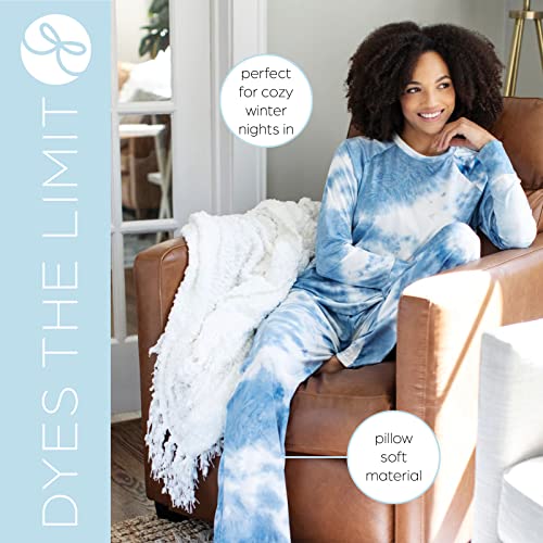 Hello Mello Dyes The Limit Lounge Pants Soft Womens Pajama Tie Dye Bottoms Casual Lounge Wear Elastic Waistband Drawstring Tie - Blue, Small/Medium #TOP3