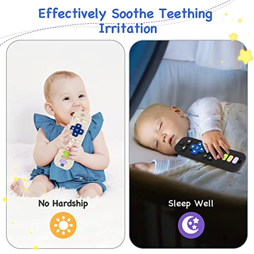 Image of Hooku 2 Pack Silicone Teethers for Babies 0-6 Months, Teething Toys for Babies 6-12 Months, Baby Remote Control Toy, Infant Toys 0-3 Months, Sensory Chew Toys, Toddler Newborn Baby Girl Boy Gifts