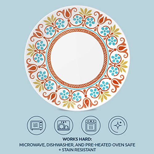 Corelle Global Collection Vitrelle Dinner Plates Set, Triple Layer Recycled Glass, Lightweight Eco-Friendly 10-1/4-In Plates Set, Terracotta Dreams (Pack Of 6) #TOP3