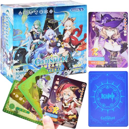 FISAPBXC Genshinimpact Cartas,180PCS Genshinimpact Anime Trading Cards Booster Box Cards Tarjetas Pack,Juego de Cartas Coleccionables Cartoon Regalos de Cumpleaños Navidad para Niños y Niñas