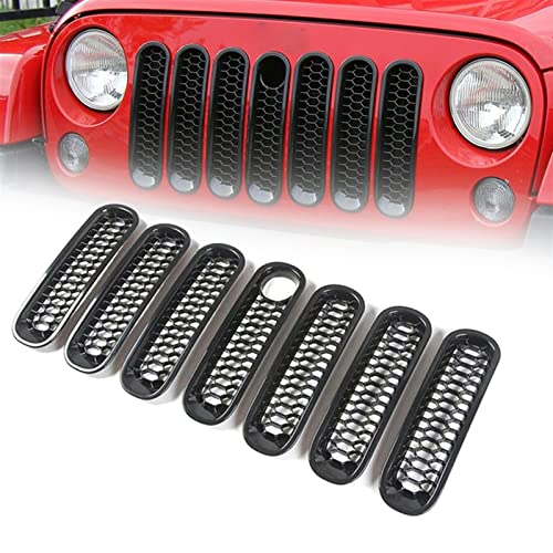 Insertos de rejilla delantera para Jeep Wrangler JK 2007-2017, juego de 7 unidades