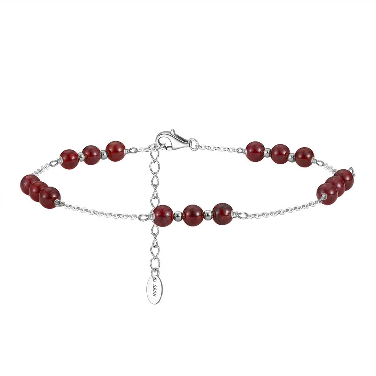 Tobilleras de plata de ley 925 para mujer, bonitas pulseras de tobillo con cadena de piedra ajustable, plata/oro para fiesta de cumpleaños
