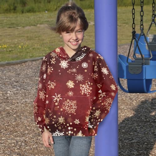 Kids Hoodies Sweaters Christmas Xmas Snowflake Hooded Sweatshirts with Big Pockets for Boys Girls B04003784