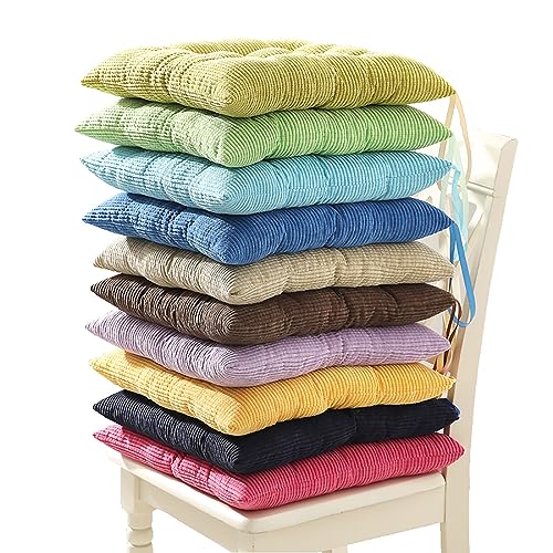 Cojín para silla de comedor cuadrado 50x50 de pana gruesa con lazos en color D 7