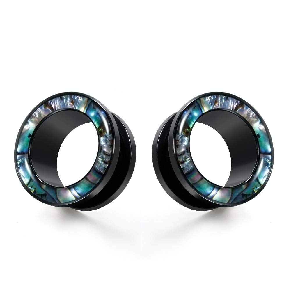 COOEAR Gauges For Ears, Surgical Steel Plugs, Flesh Stretchers Earrings, Size 2g to 1 Inch Black Screw Tunnels Piercing.