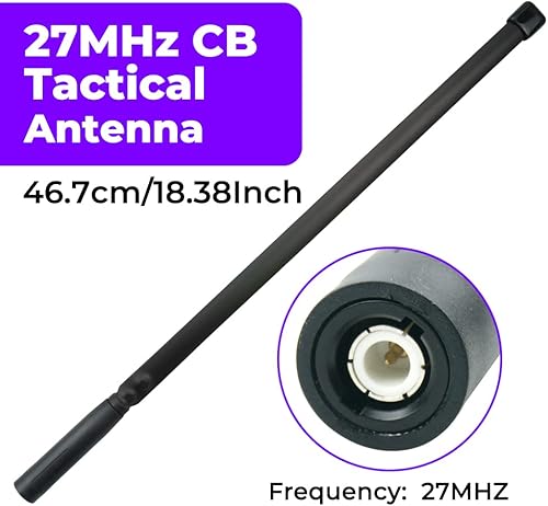 Miniatura 2 de Antena táctica de radio CB de 27 MHz, 18.4 in/18,38 pulgadas, conector macho BNC, antena de radio para QYT CB-27 CB-58 Radio marina de mano
