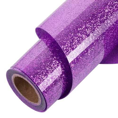 TORC Purple Glitter HTV Purple Heat Transfer Vinyl HTV Rolls 12 x 6 ft Iron on Vinyl for T Shirts Purple Glitter HTV Vinyl for All Cutter Machines Easy to Cut & Weed for Heat Vinyl Design 1 Roll