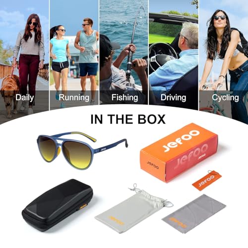 Image of Jefoo Polarized Aviator Sunglasses for Women Men Retro Trendy Sports Sunglasses for Outdoor UV400 Protection