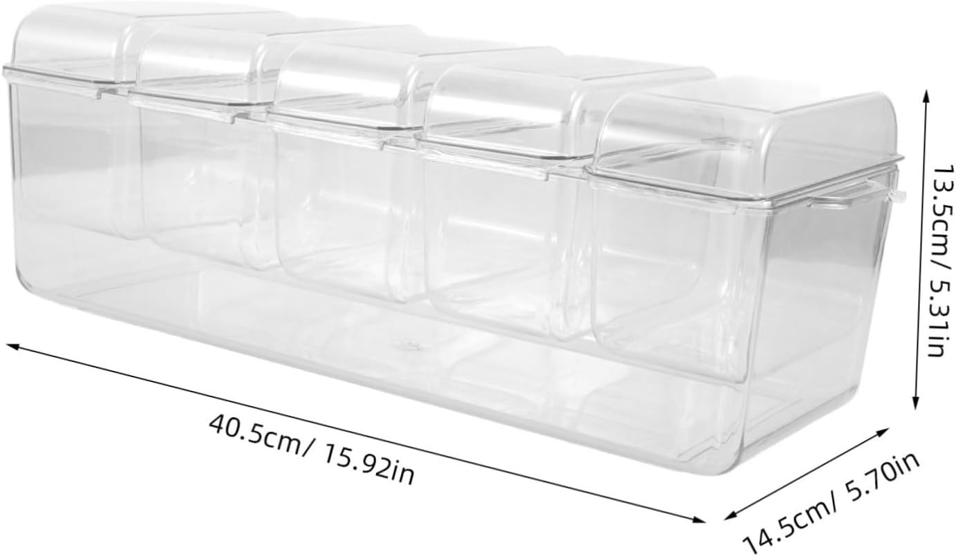 PRETYZOOM Chilled Condiment Server Set Clear Keeping Box with Removable Compartments and Accessories for Outdoor Parties and Home Use for Fruits