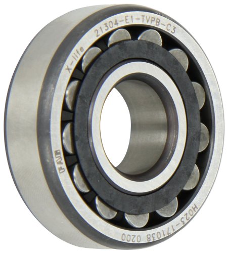 FAG 21304E1TVPB-C3 Spherical Roller Bearing, Straight Bore, Polyamide/Nylon Cage, C3 Clearance, Metric, 20mm ID, 52mm OD, 15mm Width