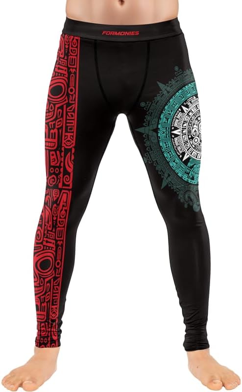 Aztec Men Jiu Jitsu Spats Grappling Tight-fit Compression Leggings for Men MMA BJJ Workout