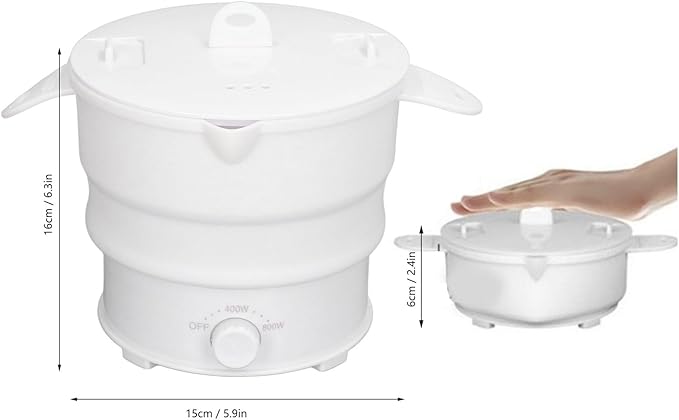 Olla Eléctrica Plegable Portátil 1.2L 800W con Rack de Vapor miniatura 2