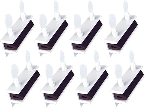 Miniatura 17 de QCAA Cerradura de seguridad para ventana deslizante con forro de vinilo, cerradura a prueba de niños, aluminio, blanco, paquete de 4, fabricado