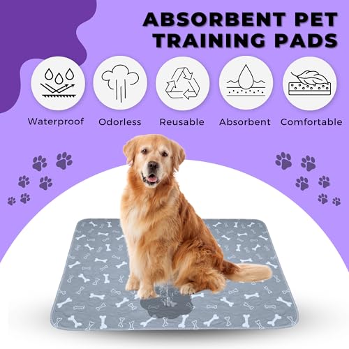 Image of MarV 2-Pack Washable Pee Pads for Dogs Non Slip Puppy Pads , Ultra-Absorbent Mats for Puppy Training, Multi-Use, Reusable Puppy Pads (Grey, M)