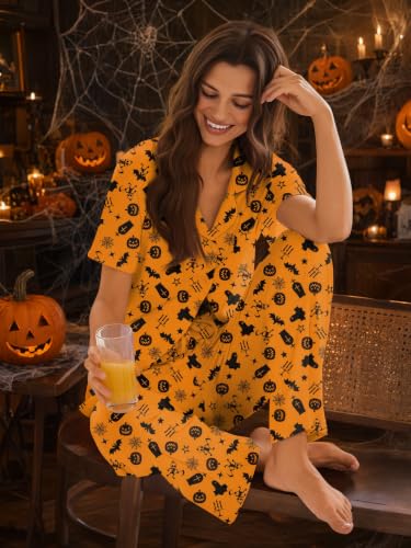 Image of Ekouaer Pajamas for Women Set Button Up Short Sleeve Pjs Sets With Pockets