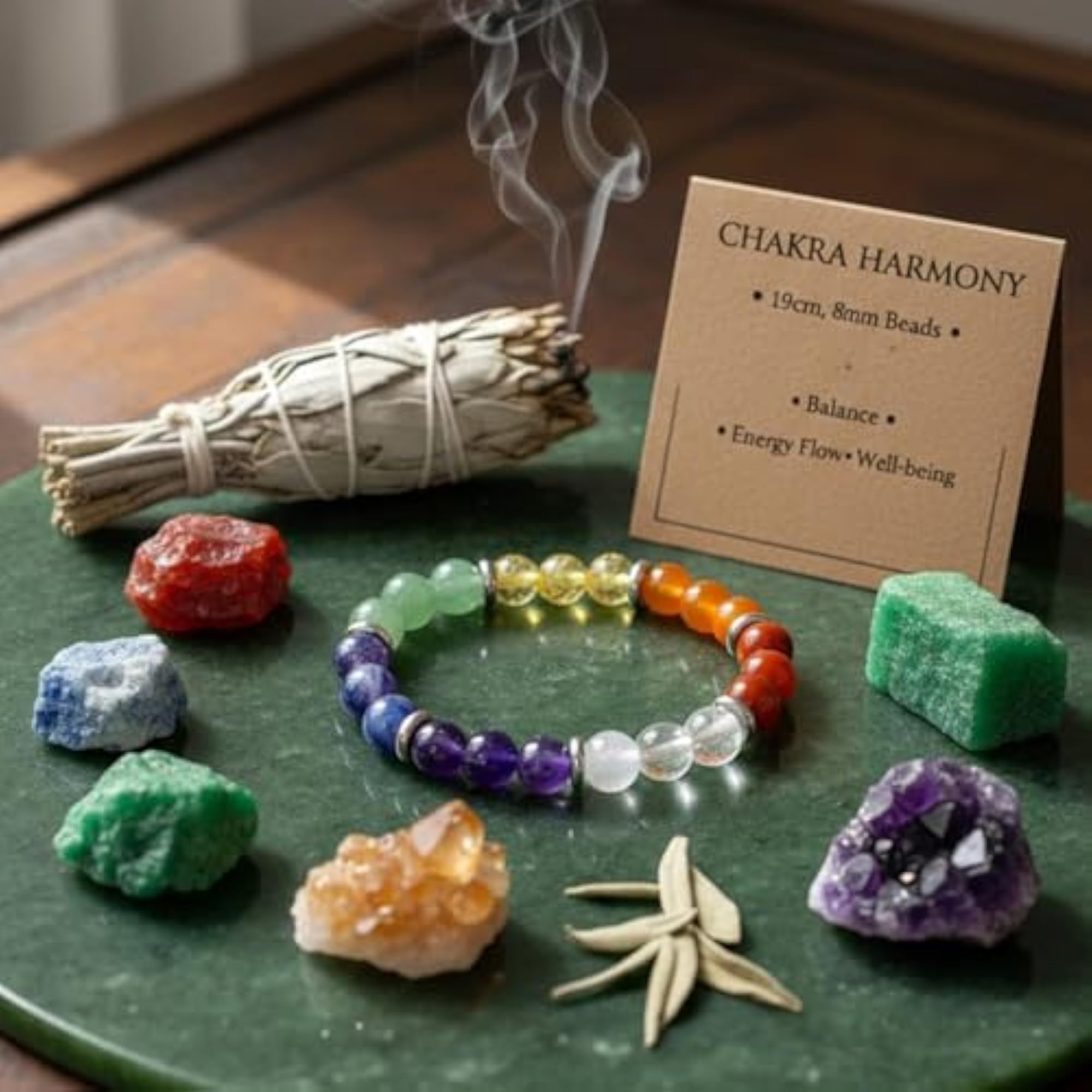 Trinity 21 Natural Healing Crystal Chakra Bracelet for Men & Women