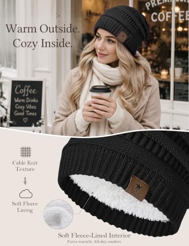 Image of Durio Winter Hats for Women Cable Knit Beanie Soft Womens Beanies Thick Winter Hat