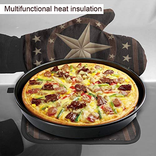 Western Texas Star Heat Resistant Oven Mitts And Pot Holders Set For Kitchen-Soft Cotton Lining With Non-Slip Surface For Safe Bbq Cooking Baking Grilling,Machine Washable #TOP4