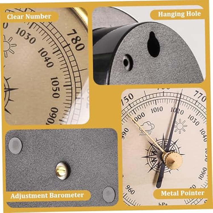 Barometer Adjustable 3in Barometric Pressure Gauge Clear Scaled Weather Barometer with Hanging Hole Portable Barometer for Indoor Outdoor Wall Fishing Barometers for the Home Wall Barometric Pressure