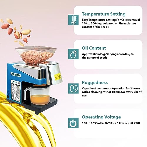 Image of HAKURA H2O-2B Comfort Oil Extractor Oil Maker Press Machine For Home 560 Watts (Blue)