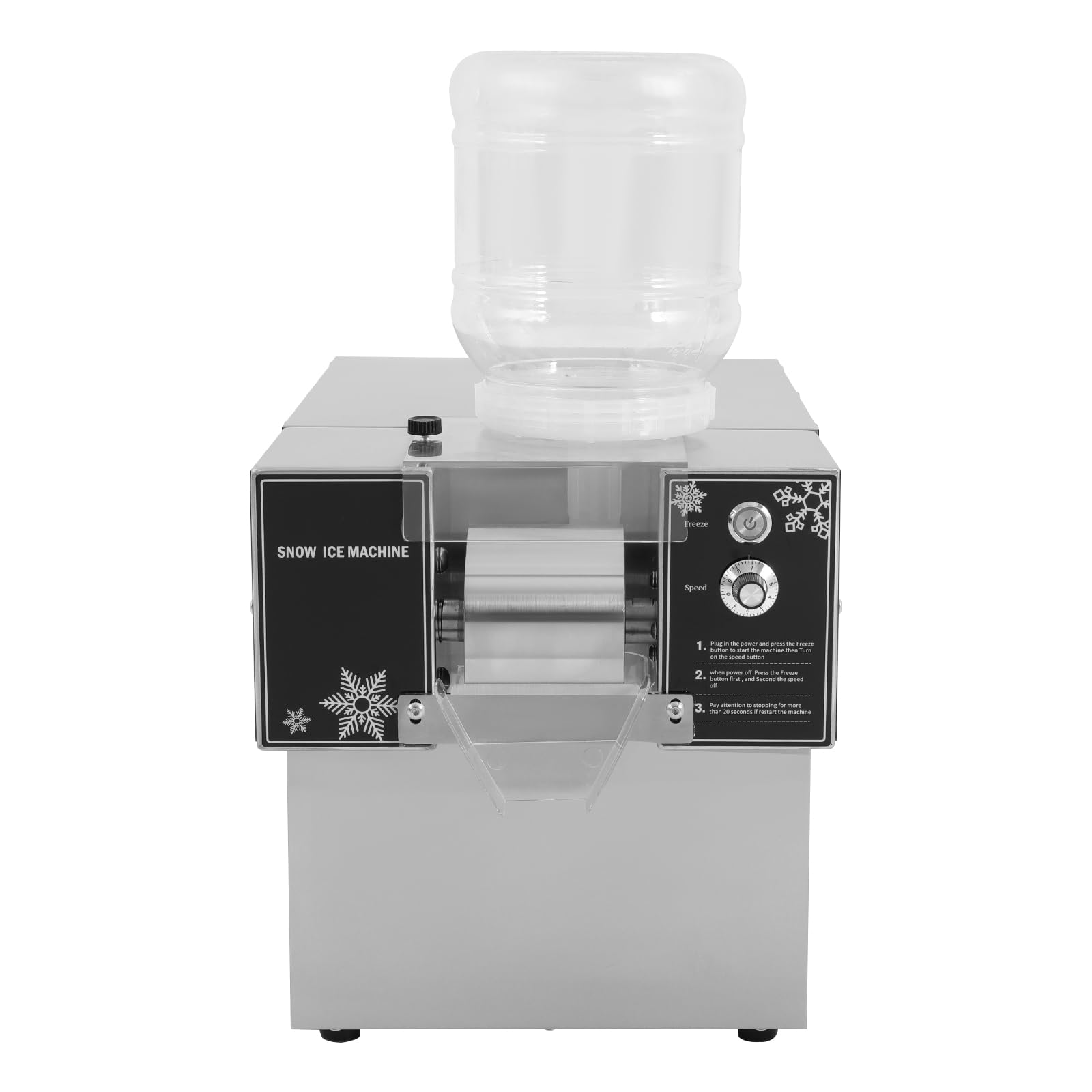 OUKANING Kommerzielle Schneeflocken-Eisbereiter Edelstahl 2x5L Behälter Schneeeis-Maschine 8 Geschwindigkeitsstufen 60kg/Tag