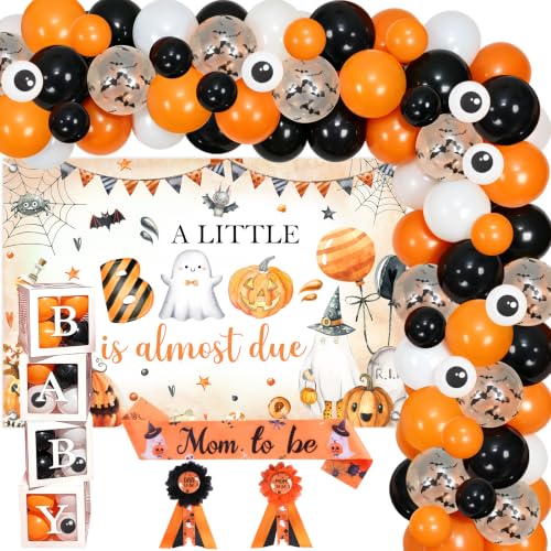 Funmemoir A Little Boo is Almost Due Baby Shower Decorations Orange Black
