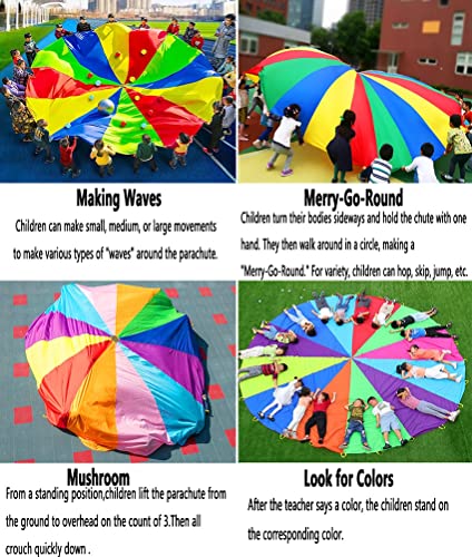 Parachute 1-12M Paraquedas De Arco-íris Para Jogo De Trabalho Em Equipe De Crianças Adultas, Pára-qu