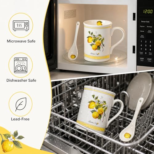 Set de Tazas de Café Lemon, 10 oz Cerámica, Amarillo miniatura 4
