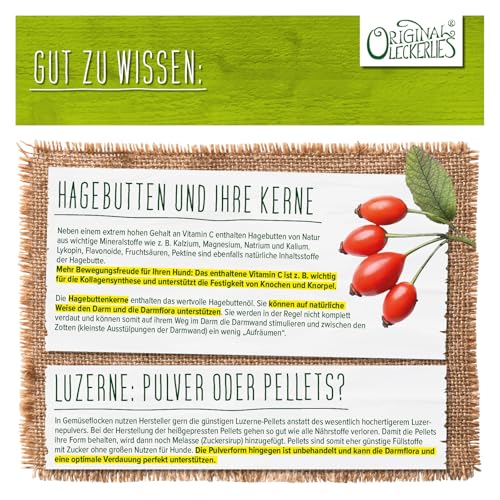 ORIGINAL LECKERLIES® 100% Gemüse-Flocken, 2 kg getreidefreie Gemüseflocken, Hundeflocken, Barf Zusatz Hund Hundefutter – Naturprodukt für Hunde