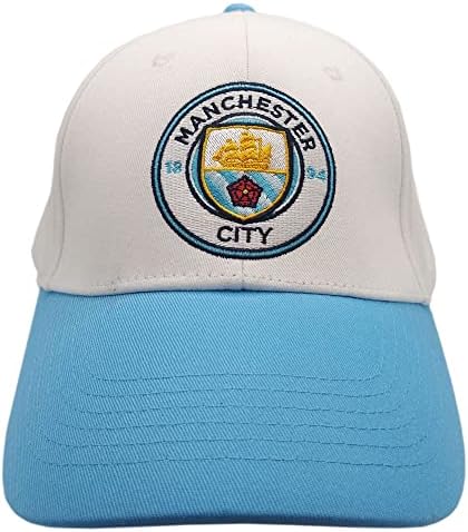 Fan Ink Compatible to Manchester City Cap, Licensed M. City Adjustable Baseball Cap White