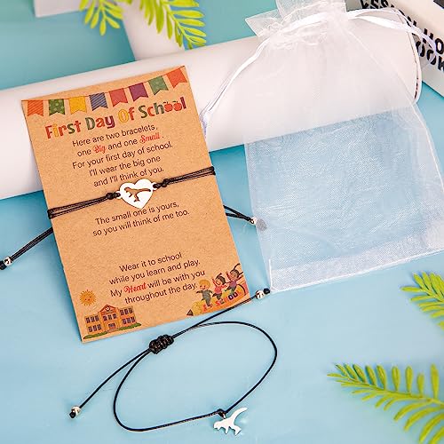 Image of EOBOH First Day of School Bracelet Mommy and Me, Prek Matching Wish Bracelets Set, Adjustable Bracelet for Boys Girls Gifts Stuff Bulk