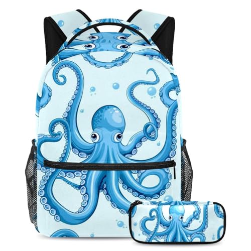 Sac à dos pieuvre bleu résistant pour éviter les cartables déchirés avant la rentrée