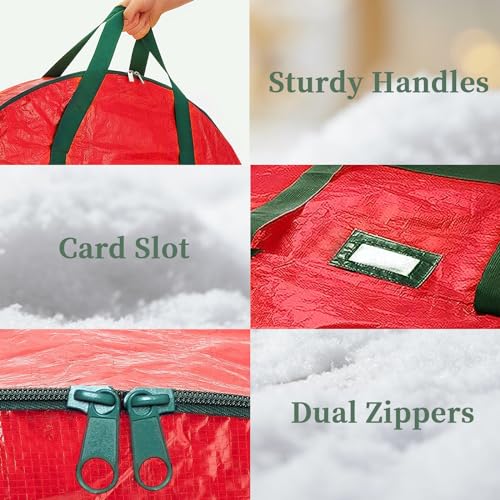 image for Dream Loom Christmas Wreath Storage Bag 24 Inch - 2 Pack Christmas Wre
