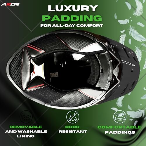 Image of Axor Brutale Corsa Helmet - Dual Spoiler | ECE 22.06, ISI & DOT Certified | Race-Ready Fit with D-Ring & UV-Protected Visor-Black Green, Size:XL