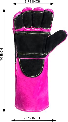 Miniatura 20 de Guantes de cuero para soldadura/barbacoa, 16 pulgadas, 932℉, guantes de soldadura resistentes al calor/fuego, guantes para horno, parrilla