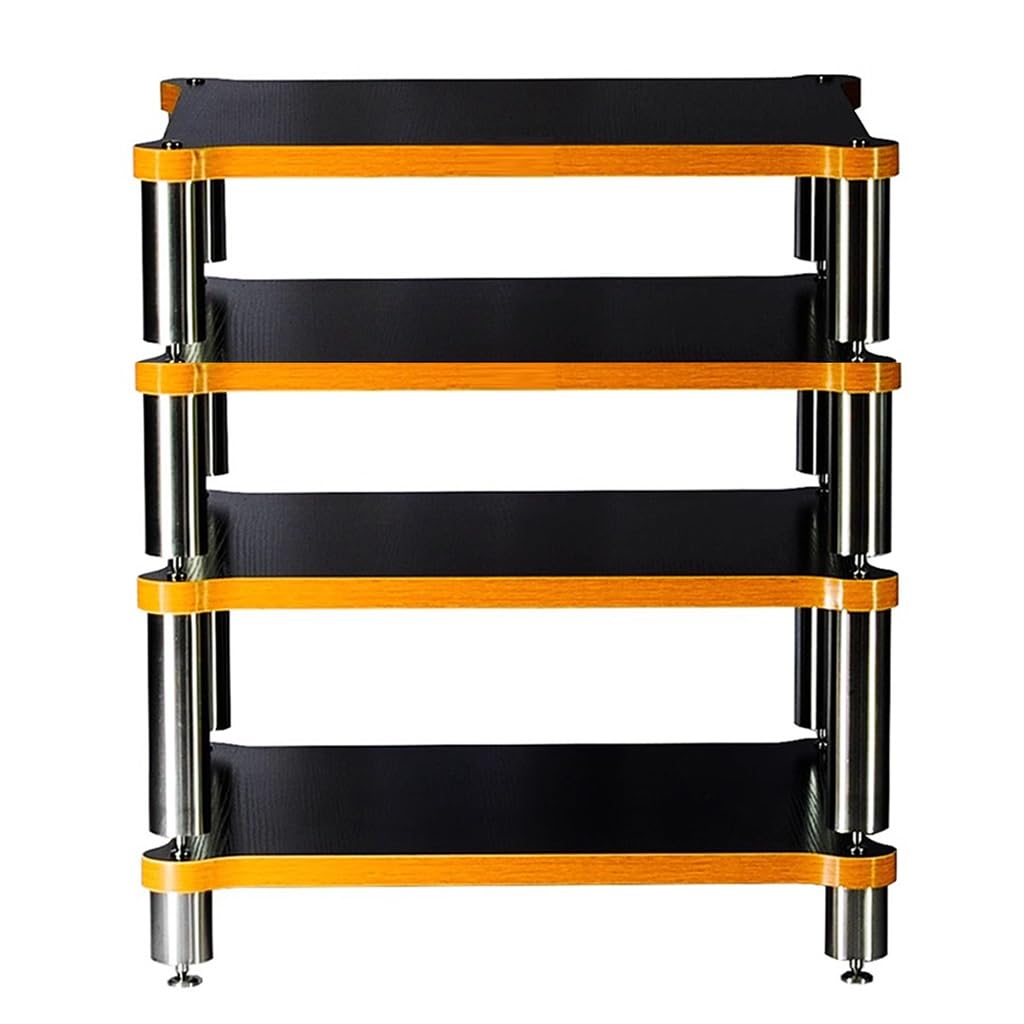 Armadio a 3 livelli nd per giradischi e console video moderno nero ideale per home theater e amanti della musica, 60 x 93 x 48 cm