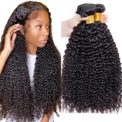 Huarisi Kinky Curly 3 Bundles (20 22 24 inch), Brazilian Human Hair Curly Weaves